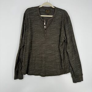 Lucky Brand Mens Long Sleeve Henley Shirt Size XL Green Heathered 4 Button